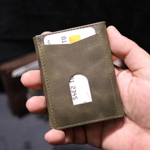 Numana Trifold Echtleder Brieftasche, Grün, Kartenhalter, Geldbörse, Geschenk, Personalisiert, Handgemacht, Valentinstag, Für Ihn, Für Sie