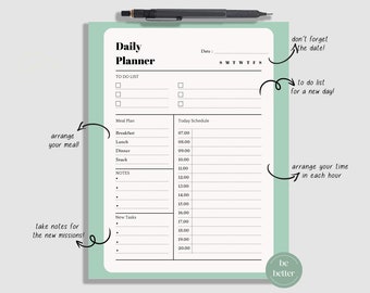 DAILY PLANNER , Printable Planner in Pastel Color Tones, Planner for ...