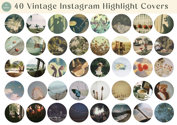 40 Aesthetic Vintage Instagram Highlight Cover Icons, Vintage Covers, IG Story Highlight Covers, Vintage Icons, Analog Story Covers, Retro