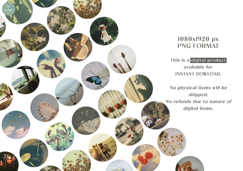 May include: A digital collage of various images in a circular pattern. The images include a butterfly, a bicycle, a Ferris wheel, a window with a shadow, a guitar, a lemon, a bowl of fruit, a house, a record player, a cloud, a horse, a bouquet of flowers, a playing card, and a red balloon.