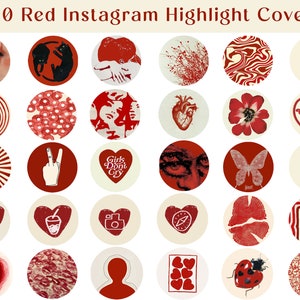 30 Aesthetic Red Instagram Highlight Cover Icons, Red Covers, IG Story Highlight Covers, Red Tones Icons, Abstract Story Covers