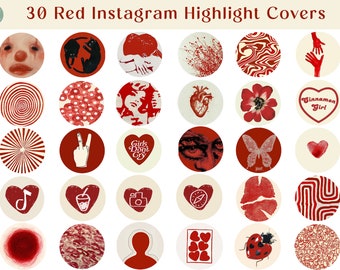 30 Aesthetic Red Instagram Highlight Cover Icons, Red Covers, IG Story Highlight Covers, Red Tones Icons, Abstract Story Covers