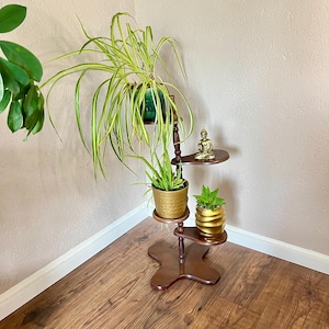 Mid-century flower stand made of walnut wood, handmade in Germany, 1960s, top condition
