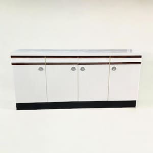 Niestrath Kitchen Sideboard - Mid-Century Modern Kitchen Furniture from the 1960s, Made of Formica-Coated Wood with Chrome Door Handles