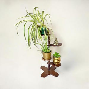 Mid-century walnut flower stand, handmade in Germany, 1960s, good vintage condition, flower stool