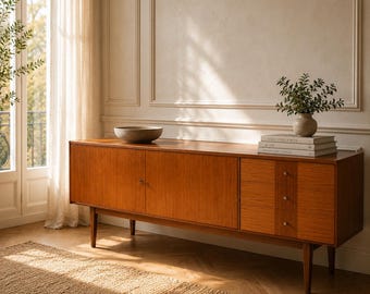 Mid-century walnut sideboard - Scandinavian design from the mid-1960s, made in Germany.