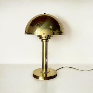 Bauhaus/Art Deco Brass Light by WSB, 1970s, Vintage Brass Mushroom Lamp
