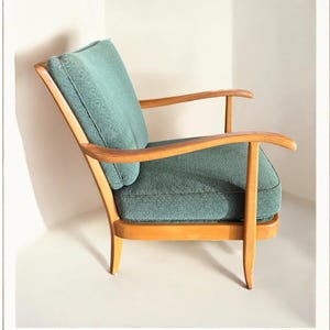 Mid-century German recliner chair with green velvet upholstery, like new condition