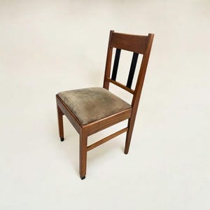 Art Deco Chair - Oak with Green Velvet Upholstery, circa 1920-1930