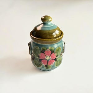 Marmellatiera vintage con coperchio, SMF Schramberg Garmisch, maiolica, dipinta a mano, cotta in forno, 1970