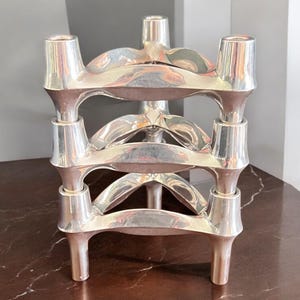 BMF - STOFF und Nagel Set of 3 Candlesticks. Vintage design classics from the 1970s, designed by Fritz Nagel and Ceasar Stoffi for BMF