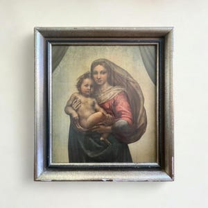 Sistine Madonna (Detail) No. 574 Raphael, in the original frame, circa 1920 by F. Brockmann