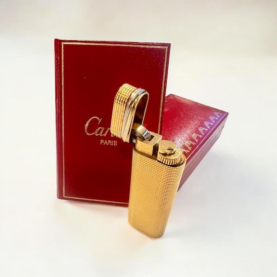 Original Vintage Cartier Lighter, Gold-plated With a Trinity