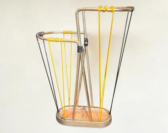 Original German Mid-Century Modern Umbrella Stand Made of Brass and Iron, 1950s
