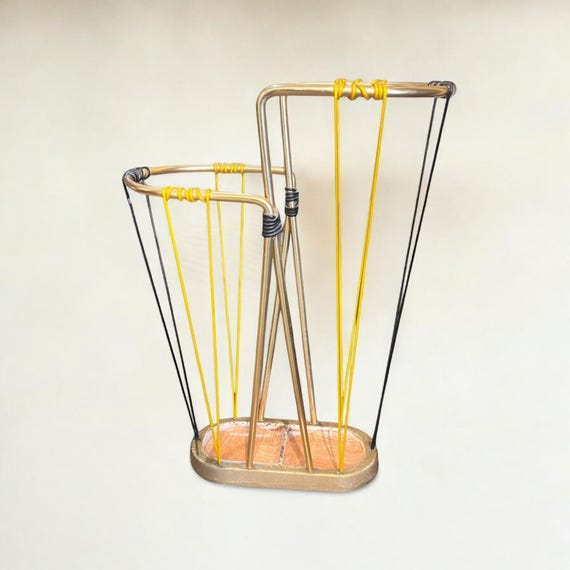 真鍮と鉄で作られたオリジナルのドイツ製ミッドセンチュリーモダン傘