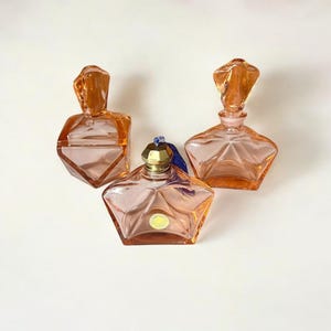 Art Deco Rosalin Glass Toiletry Set by BHF Bayrische Hohlflasfabrik Marktleuthen, Germany, 1930s, Excellent Condition, Boudoir