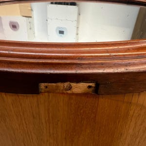 Antique Oval Wooden Mirror, Biedermeier Style Wall Mirror, 19th Century Look Vintage Mirror, Rustic Farmhouse Decor image 6