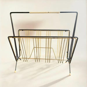 Delicate Mid-Century Brass Magazine Rack from the 1950s and 1960s