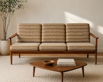 1960s 3-seater sofa / Senator sofa in Danish design a la Ole Wanscher, Grete Jalk, or Knoll Antimott with removable cushions