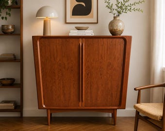 Vintage Danish Teak Tambour Cabinet by Bernhard Pedersen & Søn (BPS-M) | Denmark, 1960s