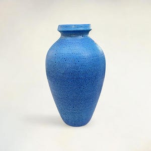 Fohr Vintage West German Vase, Model 390-35, Blue Ceramic Vase with Lava-Foam Glaze