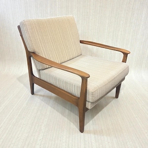 Mid-Century Modern Easy Lounge Chair attributed to Eugen Schmidt, Vintage Wooden Armchair, Scandinavian 1960s Chair