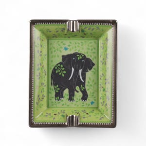 Original Hermès Vintage Green Ashtray with Elephant