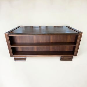 Art Deco freestanding desk - Germany from the 1930s. With a bookshelf at the front and large open drawers.
