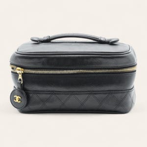 Original Chanel cosmetic bag made of black lambskin, circa 2000s
