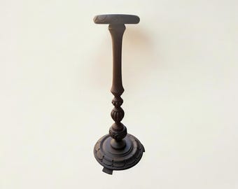 ¡Hallazgo excepcional! Soporte para plantas vintage, torneado a mano en madera oscura, estilo rústico/de mediados de siglo, mesa para plantas, jarrones, bonsáis, sin usar.