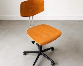 Vintage Plywood Swivel Chair on Casters | Minimalist Studio Office Chair | Mid Century Modern Desk Chair | 1980s Design