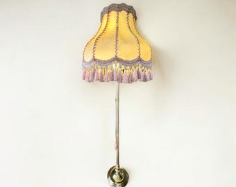Mid-century, vintage, solid neoclassical brass floor lamp with lion&#39;s feet. Very solid and elaborately crafted, leather shade, 1950-1960.