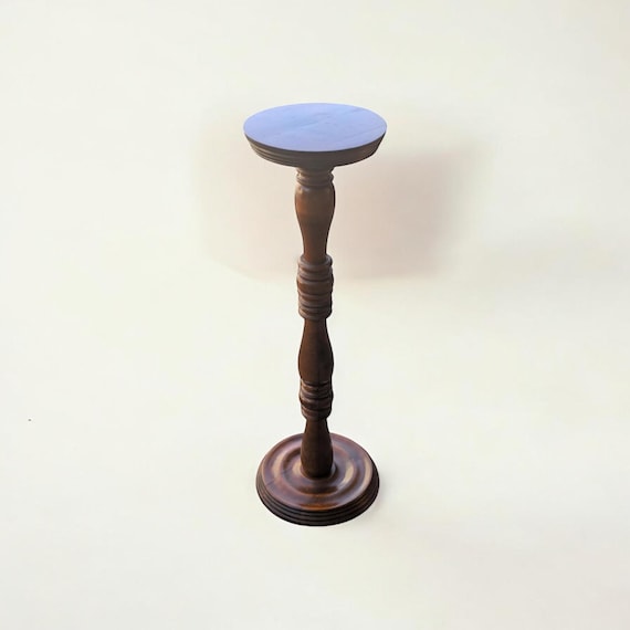 Rarität! Vintage Blumensäule aus Massivholz – Handgedrechselt, klassischer Mid-Century-Stil, Pflanzentisch für Vasen, Bonsai – unbenutzt