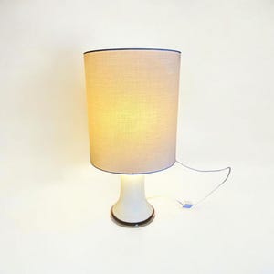 Table lamp with a white glass base and original shade by Glashütte Limburg, circa 1970s