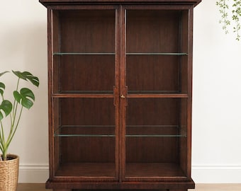 Vitrina Art Déco de caoba – Vitrina con frente de cristal de los años 30 y 40 – Vitrina de cristal vintage de mediados de siglo/finales del Art Déco