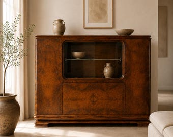 Art Deco bookcase/shelf cabinet - Germany, circa 1930, exquisitely crafted by EHD from walnut with veneered fronts.