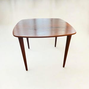 Scandinavian Modern Design Side Table, 1960s by Rolf Rastad and Adolf Relling for Gustav Bahus with Swiss Edge in Solid Teak