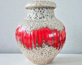 Scheurich Vase 291-20 • Fat Lava Pottery • West German Ceramic • Vintage MCM Decor • Red Lava Glaze Vase