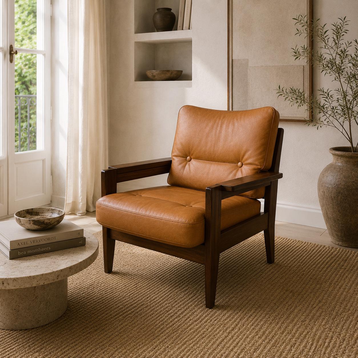 Mid Century Leather Lounge Chair Denmark 1970s | Danish Modern