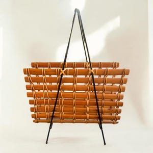 Mid-century wooden magazine rack. 1950s magazine rack.