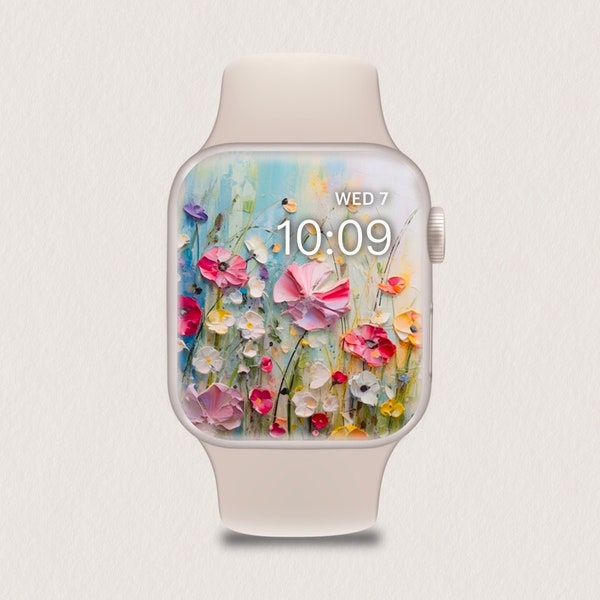 Floral Apple Watch Wallpaper,  Colourful Watch Screensaver, Watercolor Flower Aesthetics, Summer Vibes, Botanical Watch Face,