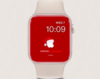 Christmas Loading Apple Watch Wallpaper, Santa hat, Apple watch face, Smart watch background, Instant Download