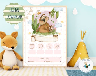 New Baby, Personalised Gift for Baby Birth, Stats Print Keepsake, Nursery Printable