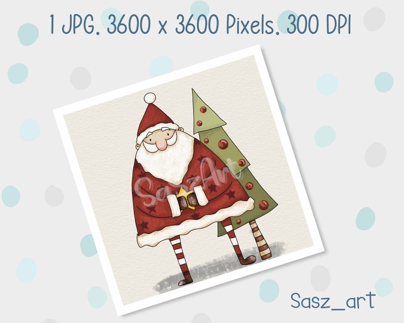 Cute Santa Printable Whimsical Santa Digital Download - Etsy