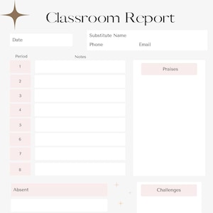 Substitute Teacher Classroom Report for Permanent Teacher