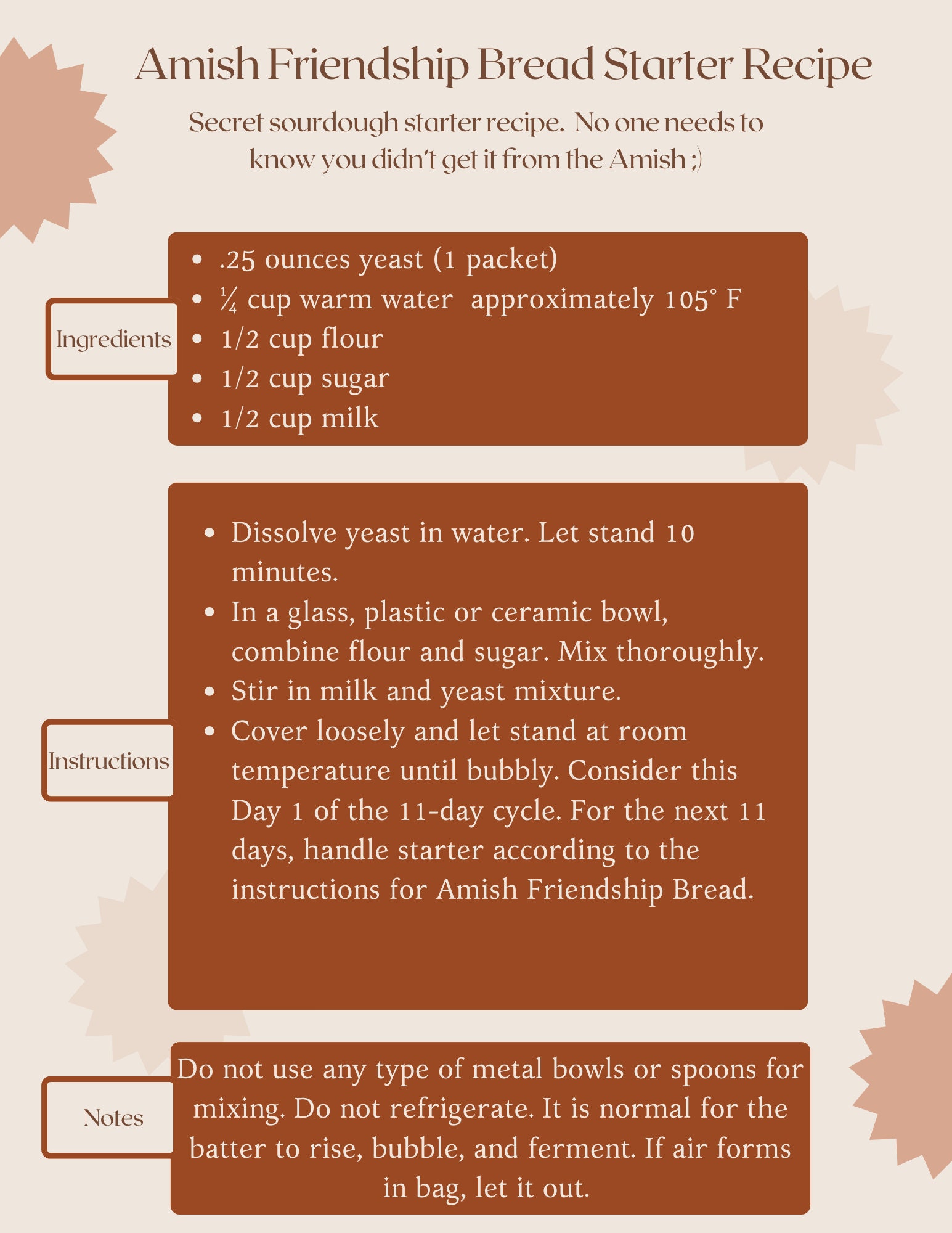 Amish friendship bread starter recipe best sale
