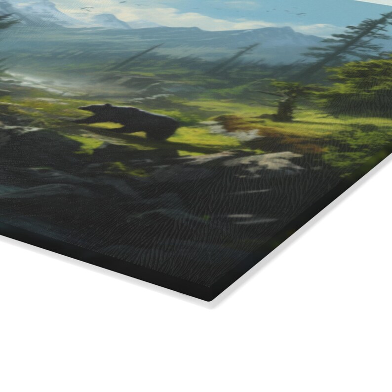 Glass Cutting Board Black bear cutting board Nature cutting board Gifts for hunters Gifts for him Black bear stuff Kitchen accessories image 4