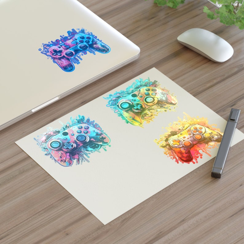 Game Controller Sticker Sheets Gift For Him Gifts For Gamer Stickers For Video Game Lovers Colorful Gamer Controller Water Resistant Vinyl image 9
