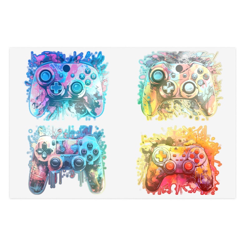 Game Controller Sticker Sheets Gift For Him Gifts For Gamer Stickers For Video Game Lovers Colorful Gamer Controller Water Resistant Vinyl image 2