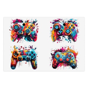 Game Controller Sticker Sheets Gift For Him Gifts For Gamer Stickers For Video Game Lovers Colorful Gamer Controller Water Resistant Vinyl image 1